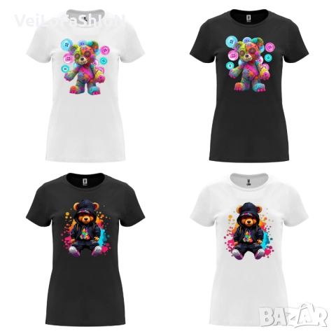 Нова дамска тениска с цветно Мече