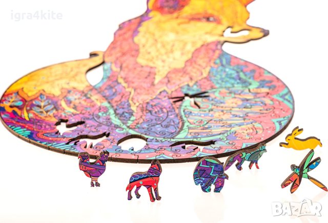 Дървен пъзел животни Цяла Лисица 112 части / 27 модела А4 формат / Size M, снимка 2 - Игри и пъзели - 43245803