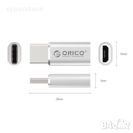 Преходник Адаптер Сединител от Micro USB към Type-C Orico CTM1 Метален , снимка 5 - Кабели и адаптери - 32332205