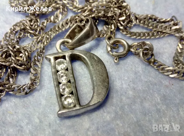 СРЕБЪРЕН АРТ ПЕНДАНТ БУКВА D СРЕБРО 925 ИНКРУСТИРАН с БЛЕСТЯЩИ ЦИРКОНИ със СРЕБЪРНО 925 ЛАНЧЕ 49786