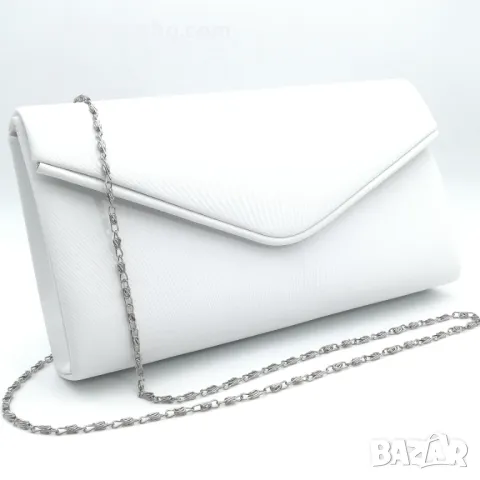 Сватбена чанта клъч в бяло-Кожена