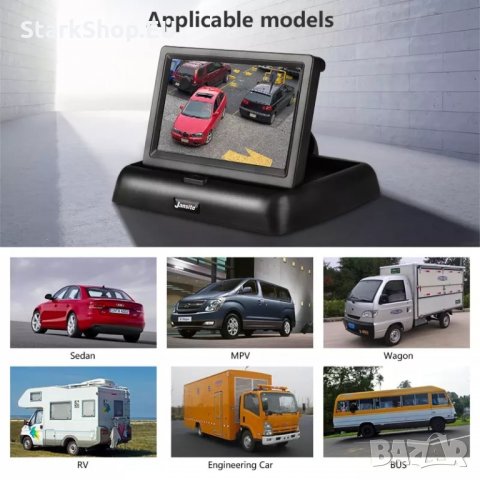 Монитор + камера за паркиране задно виждане парктроник кола автомобил, снимка 6 - Аксесоари и консумативи - 27852352