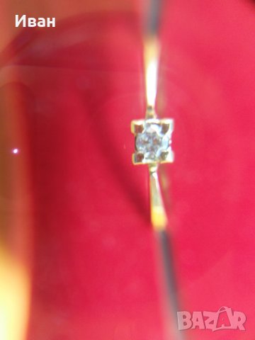 Златен пръстен с диамант, снимка 2 - Пръстени - 26827647