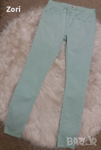 Панталон тип дънки в цвят аква, снимка 1 - Панталони - 43068505
