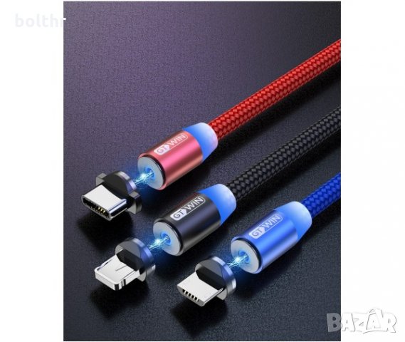 Ново! Магнитен Type C USB кабел за зареждане на телефони, 2.4А, снимка 3 - Безжични зарядни - 27741513