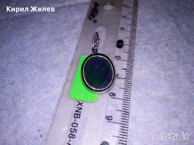 АР ДЕКО СРЕБЪРНА РЕТРО АРТ ОБЕЦА АНГЛИЯ СРЕБРО 925 с ГОЛЯМ ЮВЕЛИРНО ФАСЕТИРАН СИН КАМЪК 36409, снимка 10 - Обеци - 39637887