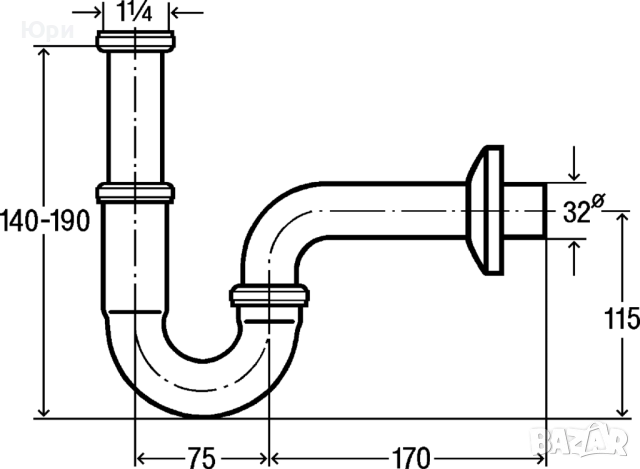 Продавам тръбен сифон неръждъвейка Viega 1 1/4-32mm, снимка 3 - ВИК - 48782582