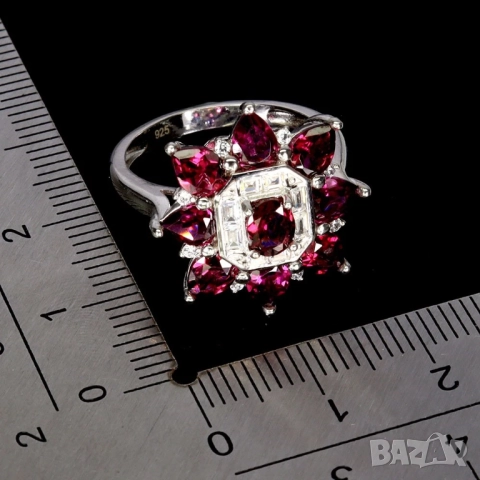 925 себърени пръстени с рубин, перидот, кианит, родолит гранат, танзанит, турмалин, снимка 15 - Пръстени - 51757015