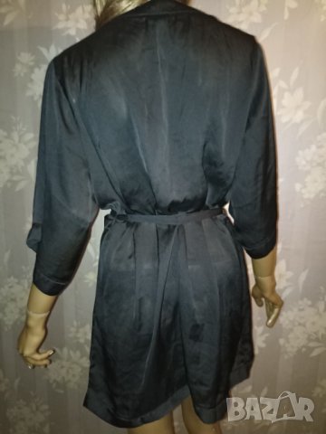 Н&М- М-Черен сатенен къс халат тип кимоно , снимка 6 - Бельо - 38166375