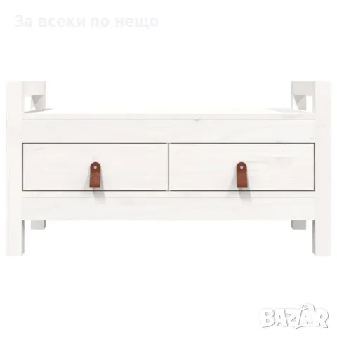 Пейка за антре, бяла, 80x40x43 см, борово дърво масив Код P90, снимка 3 - Шкафове - 49331092