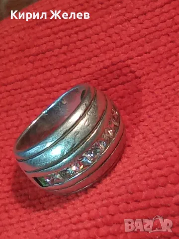 СТАР ДИЗАЙНЕРСКИ СКЪПОЦЕНЕН СРЕБЪРЕН ПРЪСТЕН СРЕБРО 925 с КАМЪНИ МОЙСАНИТ 25830, снимка 14 - Пръстени - 49886190