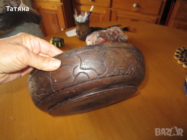         СУВЕНИРИ  купа от ТИКОВО ДЪРВО  ; СТАР РУСКИ САМОВАР;КОЖЕНО ШИШЕ  - КУЧЕ   , снимка 2 - Антикварни и старинни предмети - 28689488