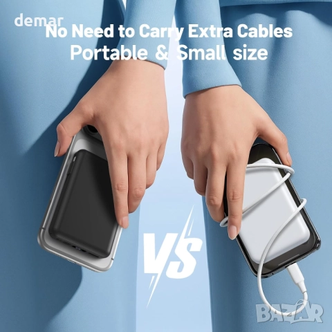 Външна магнитна батерия Magsafe Power Bank с вградени кабели,10000 mAh, снимка 7 - Външни батерии - 52708516