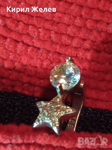 ПРЕКРАСНА АНГЛИЙСКА СКЪПОЦЕННА СРЕБЪРНА АРТ ОБЕЦА СРЕБРО S925 със ЗВЕЗДИЧКА и ЦИРКОНИ 40357, снимка 3 - Обеци - 42406357