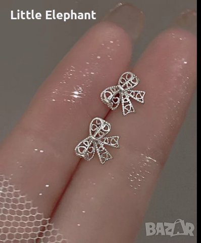 Sale Сребърни обеци панделки,tiny model/нови