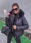 Черно дамско ватирано яке с кожа , снимка 1