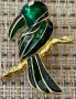 Уникална брошка папагал метал глазура Германия, снимка 3