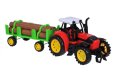 Червен трактор с ремарке за дърва, снимка 1