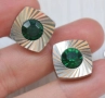 копчета за ръкавели със зелен камък, снимка 2