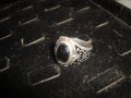 СТАР АНГЛИЙСКИ СРЕБЪРЕН ПРЪСТЕН СРЕБРО 925 НИЕЛО ОРНАМЕНТИКА с ЧЕРЕН АХАТ ФАСЕТИРАН 22279, снимка 15