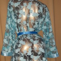 CITYGIRL XL Прозрачен секси син халат на цветя , снимка 2 - Нощници - 32950101