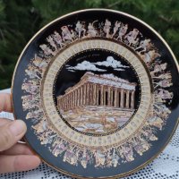 Гръцка декоративна чиния за стена ръчно гравирана с 24-каратово злато, снимка 1 - Пана - 43038922