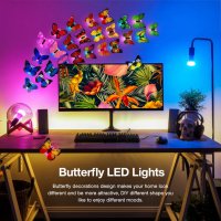 6 бр. Многоцветни светещи 3D пеперуди,нощна лампа,стикер за стена и др., снимка 1 - Други - 43152025
