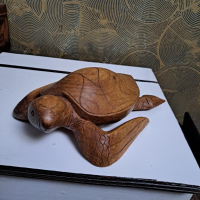 Голяма дървена морска костенурка-30см, снимка 3 - Декорация за дома - 44891174