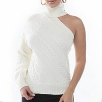 Ефектна блуза плетиво с голо рамо 🤍, снимка 3 - Блузи с дълъг ръкав и пуловери - 43487642