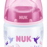 Бебешко шише NUK / First Choice - пластмасово 150 мл. със силиконов накрайник 0-6 месеца, снимка 1 - Прибори, съдове, шишета и биберони - 35387340
