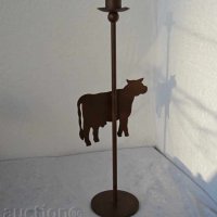  Свещник, метален с крава, животно, фигура, снимка 2 - Декорация за дома - 28874120