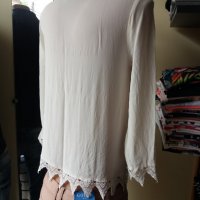 НЕВЕРОЯТНО КРАСИВА РИЗА/блуза в цвят шампанско с дантела , снимка 3 - Ризи - 28701322