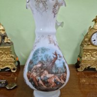 Страхотна антикварна колекционерска френска стъклена ваза Опалин , снимка 3 - Вази - 43813990