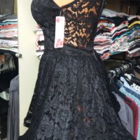 Черна дантелена рокля, снимка 3 - Рокли - 33684242