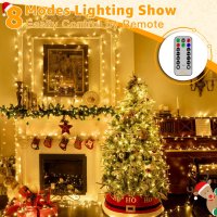 Ollny Коледни светлини Outdoor 800LED 82м, топла бяла лампа с дистанционно,8 режима, снимка 6 - Лед осветление - 43092832