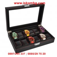 Карбонова кутия за съхранение на 12 часовника, снимка 4 - Подаръци за мъже - 28440041