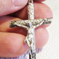 сребърен кръст разпятие Христово и сребърен синджир , снимка 5 - Колиета, медальони, синджири - 32301605