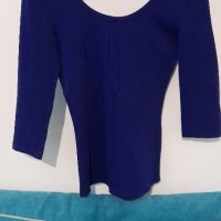 Синя блузка с по-голяма деколте, снимка 3 - Блузи с дълъг ръкав и пуловери - 34685210