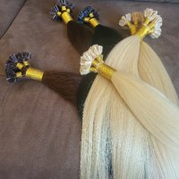 Кератинови кичури за удължаване и сгъстяване на коса 100% естествена коса, снимка 4 - Аксесоари за коса - 41318573