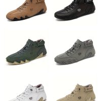 Мъжки ежедневни обувки с връзки от изкуствена кожа с топла подплата, 6цвята - 023, снимка 1 - Мъжки боти - 43090919