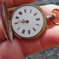 Сребърен,джобен часовник,цветен емайл,швейцарски, снимка 6 - Антикварни и старинни предмети - 43910412
