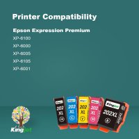 KINGJET 202XL касети с мастило, преработени за Epson 202 202XL, 5 броя, снимка 3 - Консумативи за принтери - 43427193