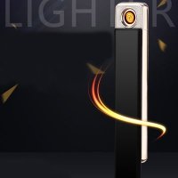 Луксозна тънка ветроустойчива акумулаторна електронна запалка с реотан USB на ток за цигари подарък, снимка 8 - Запалки - 24108137