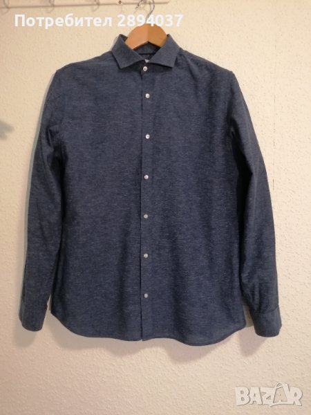 Вдъхновяваща мъжка риза Jack end Jones син меланж , снимка 1