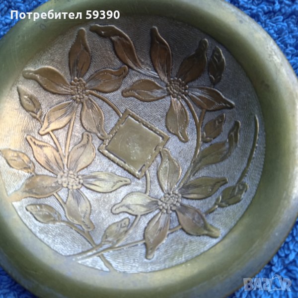 Месингова чинийка с декорация, снимка 1