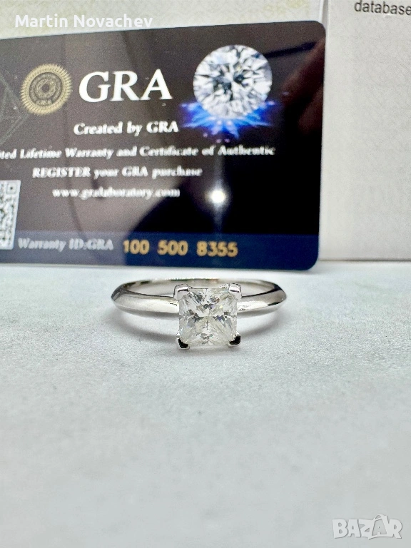 Сребърен пръстен с мойсанит (Диамант) 1 карат, снимка 1