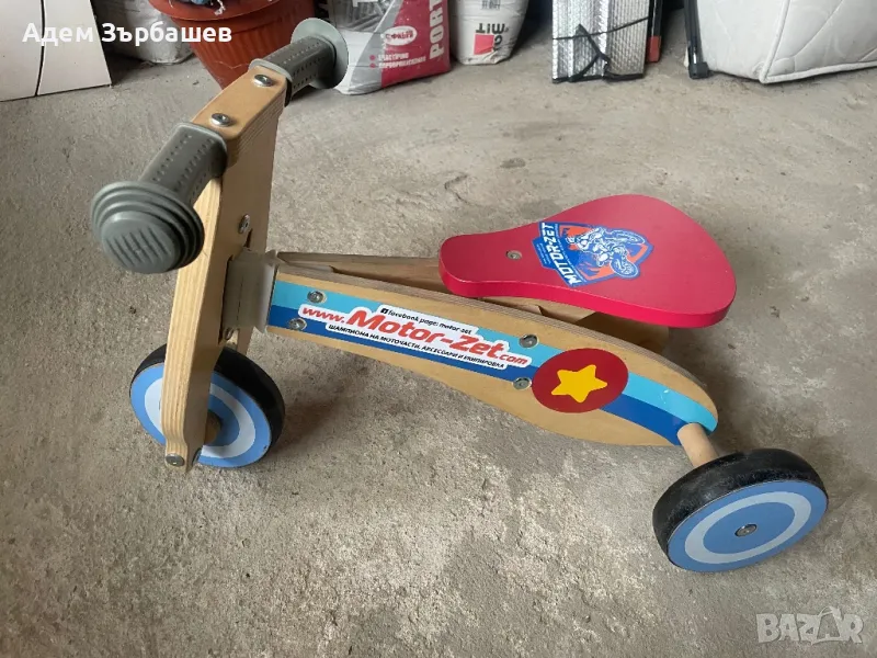 Дървено колело с три гуми, снимка 1