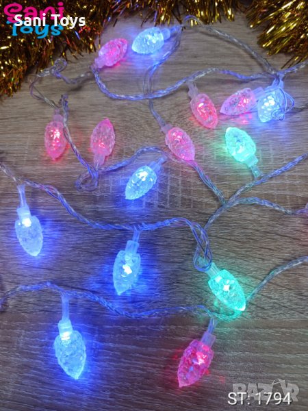 LED Коледни лампички шишарки, цветни, снимка 1
