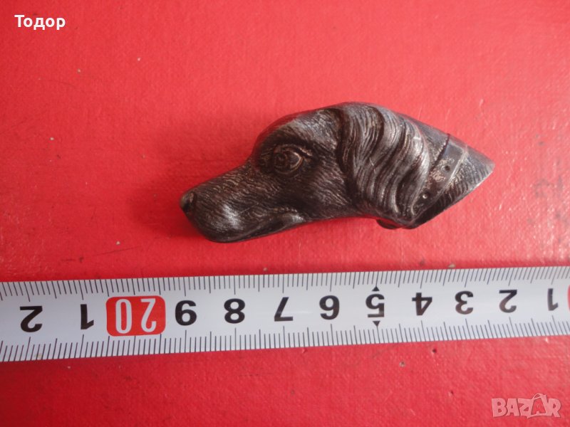 Старинна дръжка за камшик нагайка бич бастун куче , снимка 1