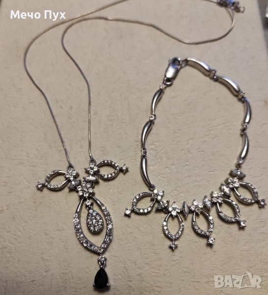 Сребърен комплект - колие и гривна (32), снимка 1